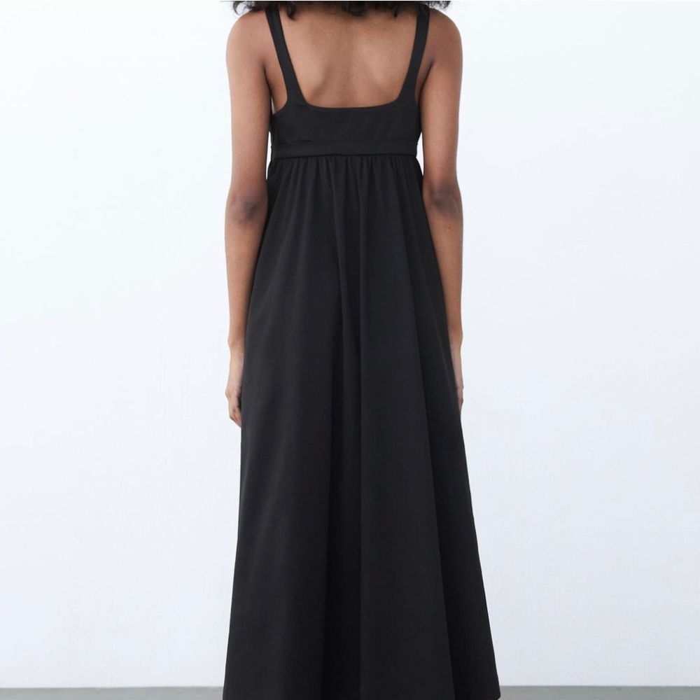 ZARA NWT Voluminous Poplin Black Dress - Picture 6 of 10